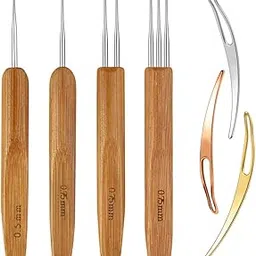 7 Pieces Dreadlock Crochet Hook Include Dreadlocks Crochet Hair Weaving Needle Tool 2 Pieces 1 Hook + 1 Pieces 2 Hooks + 1 Pieces 3 Hooks + 3 Pieces Hair Braid Craft Locking-image-59