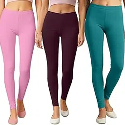 Women’s Cotton Lycra Leggings Pack of 3 – Soft Stretchable Ankle Length Pants for Everyday Comfort & Casual Outfits | Available Sizes: S to XXL-image-97