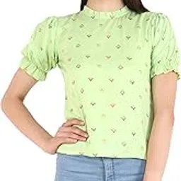 unfakenow Women's Printed Green Rayon Casual Wear Top-picture-18