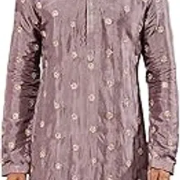 vastramay Men's Tissue Silk Kurta with Golden Embroidery - Perfect for Weddings and Festivals-picture-39