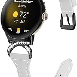 bangyee Leather Bands Fit for Google Pixel Watch for Women Men, Feminine Leather& Metal Replacement Watch Bands Wristbands Bracelet Accessory Straps for Google Pixel Watch Smartwatch-picture-46