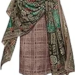 Women's Unstitched self Check Digital Print embroidered Pure Woollen Pashmina Salwar Suit Dress Material with digital printed Pure woolen Shawl Dupatta-image-5