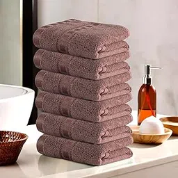 Kuber Industries Pack of 6 Cotton Hand/Face Towels For Men & Women | Easily Washable | Workout Gym Napkins For Men | Pocket Towel - Brown image 1