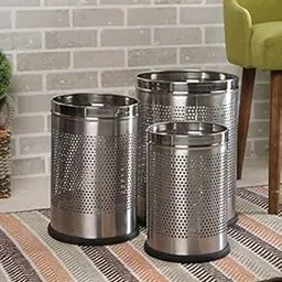 Parasnath Stainless Steel Perforated Open Dustbin/Stainless Steel Garbage Bin/Small, Medium and Large/ - 6 Litre (7"x10") + 10 Litre (8'' X 12'') + 18 Litre (10'' X 14'')- Set of 3 Pcs-picture-15