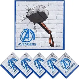 Kuber Industries Marvel Mjollnir Handkerchiefs | Cotton Handkerchiefs for Boys & Girls | Pack of 6 | Blue & White-picture-20