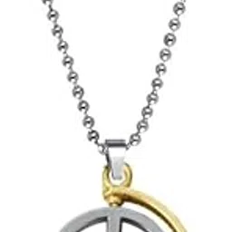 m men style Mens Fashion Peace Sign Symbol Silver And Gold Stainless Steel Pendant Necklace Chain For Men And Women SPn202583-picture-15