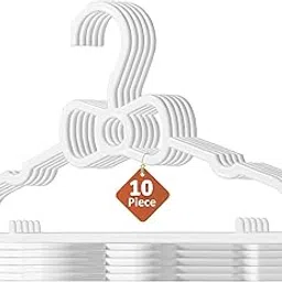 Kuber Industries 10 Pcs Small Baby Hangers for Clothes Hanging | Easy Organization Kids Hangers for Clothes & Nappies | Convenient Cloth Hangers for Wardrobe | White-picture-12