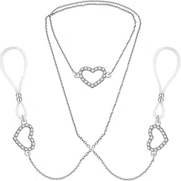 mimimelon Faux Nipple Piercing Jewelry - Rhinestone Heart Necklace, Non-Piercing Nipple Rings, Adjustable Body Chain-picture-26