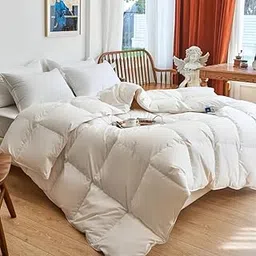 Down&Feather Duvet with Cotton Shell- Canadian White Down Comforter All Season-Made in Canada-Fluffy Down Duvet Insert-240TC Oeko Tex Certified Cotton Shell with Loops (King)-image-33