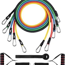 JIRAPU Resistance Bands Set (12pcs), Workout Bands with Handles, Door Anchor, Ankle Straps and Carry Bag,Up to 150lbs Exercise Bands for Shape Body and Home Workouts-picture-55