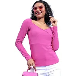 tokyo talkies Women's Long Sleeves Sweet Heart Neck Solid Tops| Stylish Casual wear-picture-54