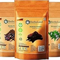 HerbsLand® Pure Bio Organic Amla Reetha Shikakai Bhringraj Hibiscus powder for Hair Growth with Anti-Dandruff Treatment | Natural conditioning (125 gm Each) (625 gm)-image-39