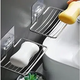 Soliya® Stainless Steel Hook Self-Adhesive Stainless Steel Waterproof Kitchen Bathroom Soaps Storage Rack with Hook for Home (1 Layer)-picture-33