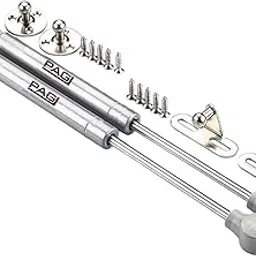 PAG 200 N Hydraulics Gas Spring Stay STRUT Pneumatic Lift Support Cabinet Hinges Support, Capacity 20 KGS, Size 10 INCHES (Pack of 2 PCS),Material:Iron, Color: Silver (200N (20kg)) image 1