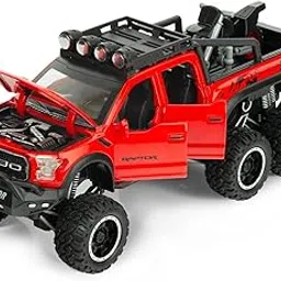 Toyshine 1:28 Scale Die Cast Pickup Truck F150 Raptor Vehicle Toy Car with Music and Lights Along with Pull Back Function, Opening Doors and Back Feature for Kids Boy Girl 3+, Red-picture-41