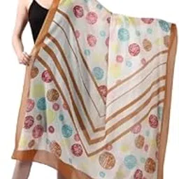 Women's Pure Cotton Plain Weave Dupatta, Polka Dot Pattern with Stripes-image-65
