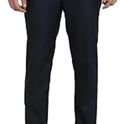 raymond Men Slim Fit Checks Pattern Polyester Blend Flat Front Formal Trouser-picture-53