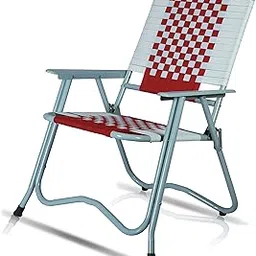 ARTEMIST Foldable Stripe Chair with Arm Rest Portable Chair with Durable Folding Frame, Ideal for Garden, Patio, Lawn, Balcony (Red,Chromium Steel)-image-6