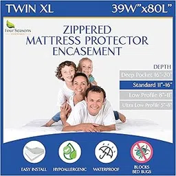 Twin XL : Twin XL Mattress Protector Bedbug Waterproof Zippered Encasement Hypoallergenic Premium Quality Cover Protects Against Dust Mites Allergens-picture-13
