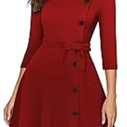 illi london Women's A-LINE Cocktail 3/4 Sleeve Dress-picture-31