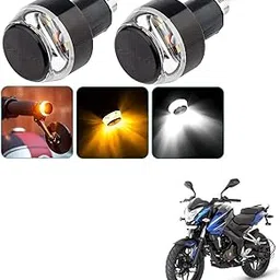 AUTOADDICT Auto Addict Bike And Scooty Handle Bar End DRL/White And Yellow Turn Signal LED Light Blinker Indicator For Bajaj Pulsar NS 200 image 1
