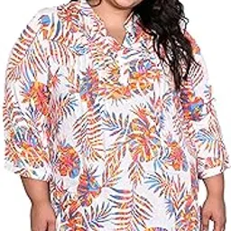 9 impression Printed Pintucks Three Quarter Longline Plus Size Women's Tops & Tunics | Oversized Top for Women-picture-32