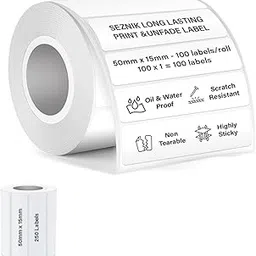 Seznik Waterproof, Non-Tearable, Sticky Thermal Lables, Label Roll, 2 inch Adhesive Thermal Labels for Label Printers (50mmx15mm - 250 Lables)-image-0