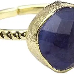 el joyero Gold Plated Cushion Shape Gemstone Ring | Blue Tanzanite Rose Cut Handmade Brass Band | Gift For Her Ring Jewelry 1094 44-picture-19