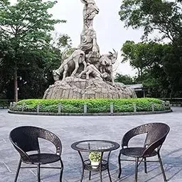 APK E-STORE Rattan & Wicker Garden Patio Seating Chair and Table Set Outdoor Indoor Lawn Balcony Garden Tea Coffee Table Set Furniture with 2 Chairs and 1 Table Set (Brown)-image-52
