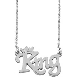 m men style Valentine Gift King Letter Locket with Chain Silver Stainless Steel Necklace Pendant for Men and Women-picture-16