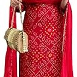 gosriki Women's Rayon Viscose Straight Bandhej Printed Kurta with Pant & Dupatta-picture-22