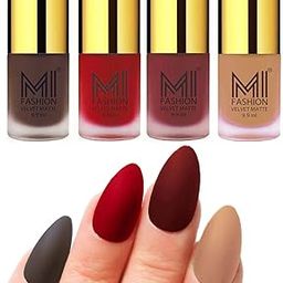 MI Fashion Matte Nail Polish Set Multicolor Coffee, Tomato Red, Maroon and Nude Colors of 4 Pcs 9.9ml each-picture-7