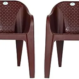 Homiboss Plastic Chair | Chiars for Home | Dining Chair | Plastic Sofa Set, Office, Garden, Indoor & Outdoor | Kursi | Color - Brown | Plastic Chairs Set of 2 Pieces-image-25