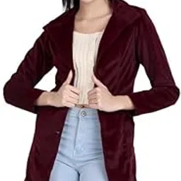 leather retail Women Velvet Three Button Mahroon Jacket-picture-36