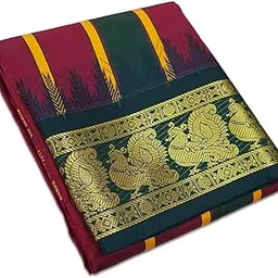 vimayam Soft Silk Color Dhoties, Karishma Dhoti towel set 7 Inch Fancy Silk Dhoties 9X5 image 1