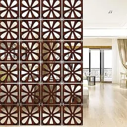 Olive Tree Wooden Hanging Room Divider for Living & Dining Room, Hall | Elegant & Modern Stylish Screen Partition|Aesthetic Separator for Home Decoration 12 Panels DIY (11.5X11.5 inch) Walnut - 7033-image-82