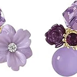 devisha trinkets Elegant Women's Earrings Purple Floral Stylish & Lightweight Jewellery for Everyday Wear Perfect for Her-picture-11