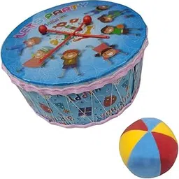 ATISHAY RETAIL Plastic Large Drum for Kids with 2 Sticks & Free 1 Soft/Stuffed Small Ball (Buy 1 Get 1 Free Combo) | Girl and Boys Toys Dholak | Combo 2 Pcs | Multi-Colour | Age 1+-image-4