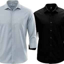 youth first indian brand Pack of 2 Formal Shirts for Men – Full Sleeves, Tailored Fit, Button-Down Style, Ideal for Office & Casual Wear-picture-17
