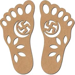 American Elm Pair of 6 (12 Pcs) Wooden Lakshmi Paul Feet Cutout, MDF Diwali Decoration for Door Entrance, DIY Craft Item for Art and Craft (3 Inch)-picture-16