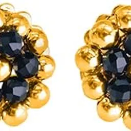 p.c. chandra jewellers 22KT (916) Yellow Gold Thushi Stud Earrings for Women | Compact Black Bead Design-picture-52