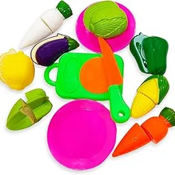 Kids Mandi Slice & Play Vegetable Set | Interactive Pretend Play Toy with Realistic Sliceable Vegetables | Cutting Food for Kids - 12pcs image 1
