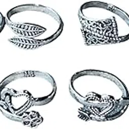 pv jewels Women & Girls Metal Fancy Glossy finish Toe Ring Adjustable Bichiya/Leg Finger Ring_Combo_4 (A_C_P_110823_Silver)-picture-47