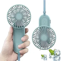 HASTHIP® Handheld Fan, Mini Portable Fan with Power Bank Feature, 4000mAh Battery, 4 Switchable Speeds, Sleek Folding Pocket Fan for Travel & Desk Use (Green) image 1