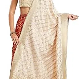 dupatta bazaar Women's White Banarasi Dola Silk Dupatta-picture-52