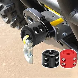 2PCs Upgraded Winch Cable Hook Stopper for Wire & Synthetic Rope Winch Line ATV/UTV/Truck Shock Absorbent Stainless Screws Nuts Prevent Cable Loosening, Reduce Pulling Bouncing & Damage (Black+Red)-image-4