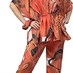 fflirtygo Floral Printed Kaftan and Pyjama Set for Women with Scrunchy for Night Wear for Night Wear.-picture-45