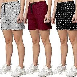 runk Women's Cotton Printed Regular Shorts - Pack of 3||Short Nightwear(Multicolour)-picture-23