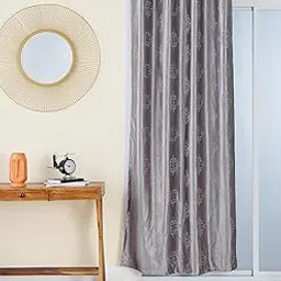 Amazon Brand - Solimo Premium Polyester Cotton Curtains | 200 GSM | 7 FT | Damask Print | Easy Maintenance (Set of 2, Silver)-picture-13