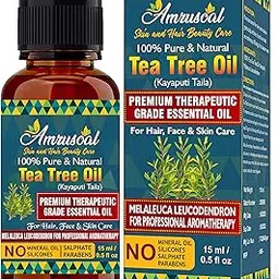 AMRUSOAL Tea Tree Oil (15ml) for Aromatherapy | Healthy Skin | Face and Hair - 100% Organic Remedy for Dandruff | Acne | Skin Pimple | Stress and More. ? (Therapeutic Grade Tea Tree Oil)-image-89